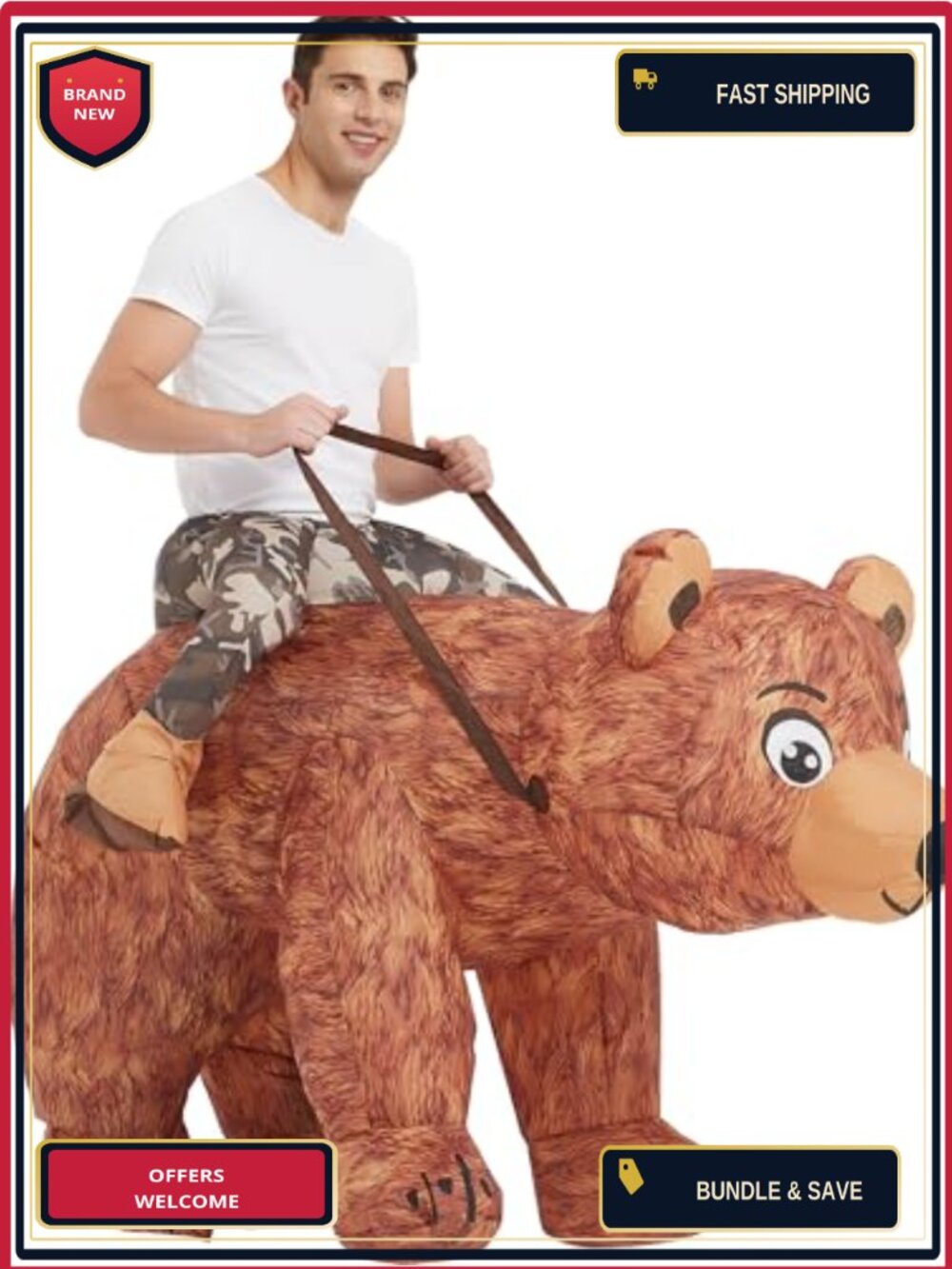Inflatable Bear Costume Adult Blow Up Halloween Animal Suit